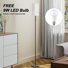 Laden Sie das Bild in den Galerie-Viewer, VENETIO Floor Lamps for Living Room Bedroom - 3 Color Temperature Black Standing Lamp with Pull Chain Switch, Modern Tall Lamp for Office Home Nursery and Hotel, Pole Lamp with Beige Lampshade for Reading ➡ B-00004