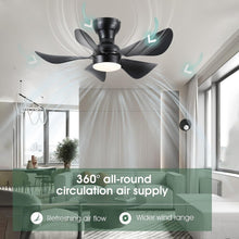 Load image into Gallery viewer, VENETIO Ceiling Fans with Lights and Remote Control, 30 inch Low Profile Ceiling Fans with 5 Reversible Blades 3 Colors Dimmable 6 Speeds Ceiling Fan for Bedroom Living Room Dining Room, Black ➡ B-00011