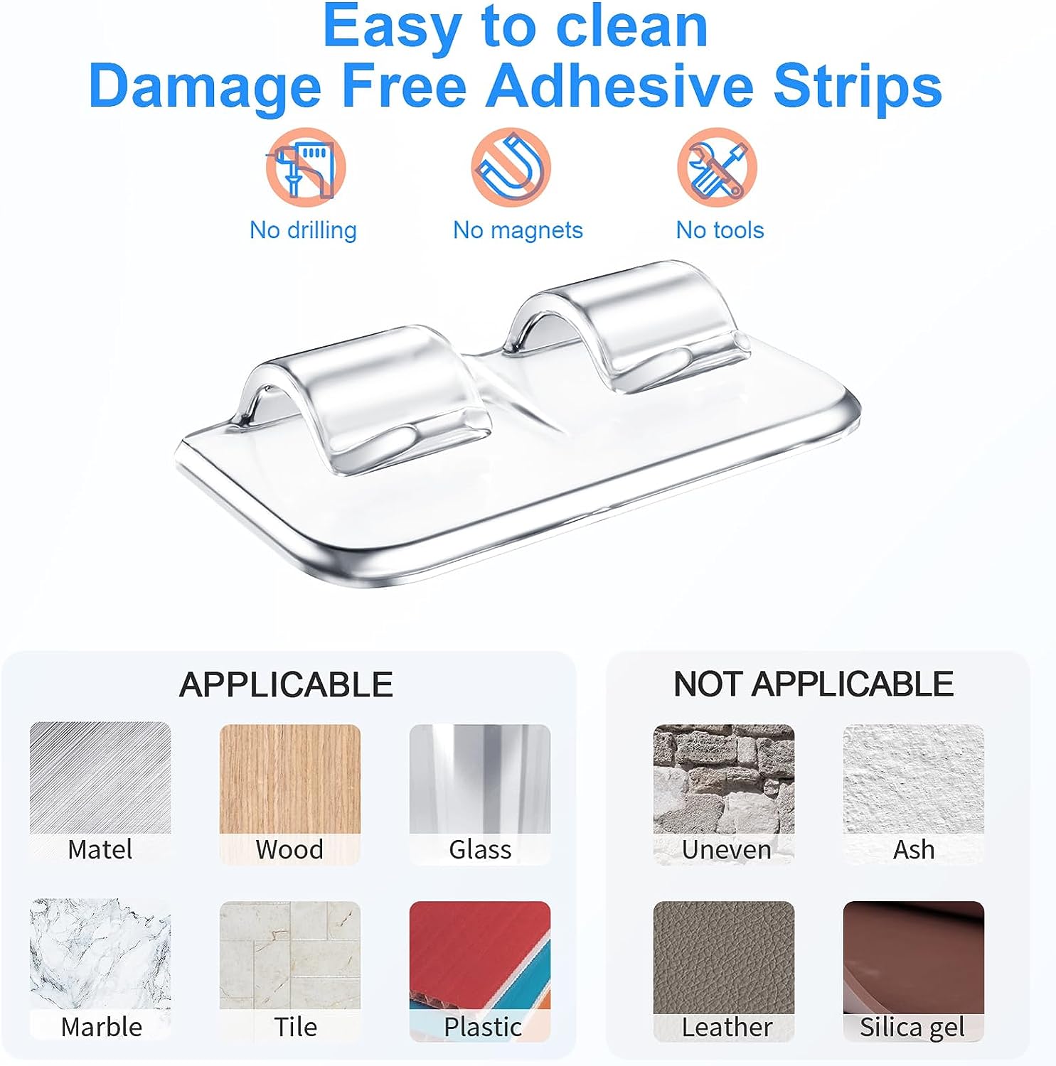 VENETIO Hooks for Outdoor String Lights Clips: 26Pcs Heavy Duty Light Hook with Waterproof Adhesive Strips - Outside Clear Cord Holders for Hanging Christmas Lighting – Outdoors Sticky Clip ➡ OD-00016