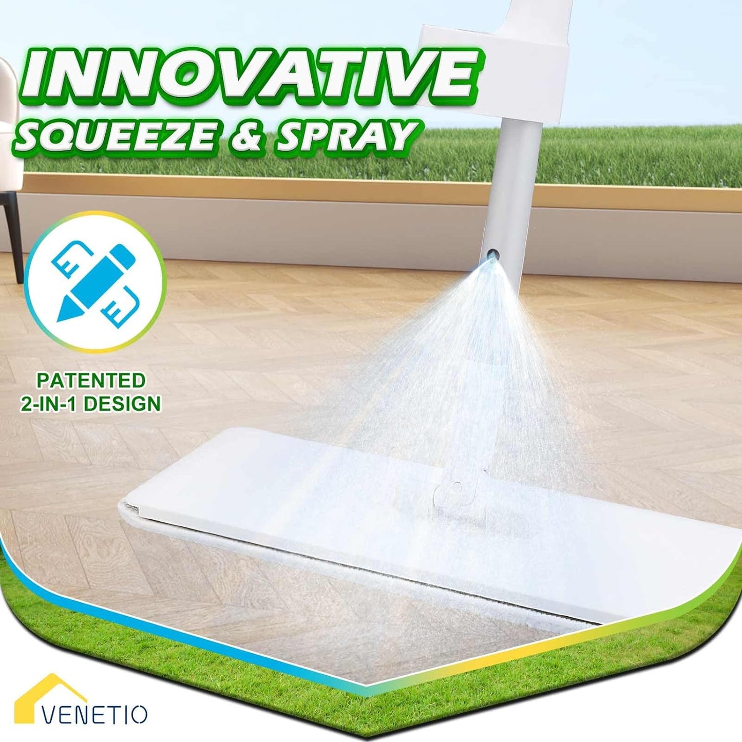 Bluefish Hands-Free Squeeze and Spray 2-in-1 Floor Mop System