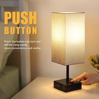 Bedside Table Lamps with USB Charging Ports Set of 2