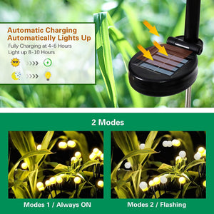VENETIO Firefly Solar Garden Lights Outdoor - 4 Pack Solar Firefly Lights: Waterproof, 8LED Vibrant Firefly Starburst Swaying Lights. Solar Powered and Perfect for Outdoor Planter Decoration ➡ OD-00010