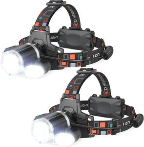 VENETIO Rechargeable Headlamp, 10000 High Lumen Head Lamp, Super Bright LED Head Light Camping Accessories with Red Light, 4 Modes USB Recharge Flashlight, Waterproof Headlight Camping Gear for Adults Kids ➡ OD-00024