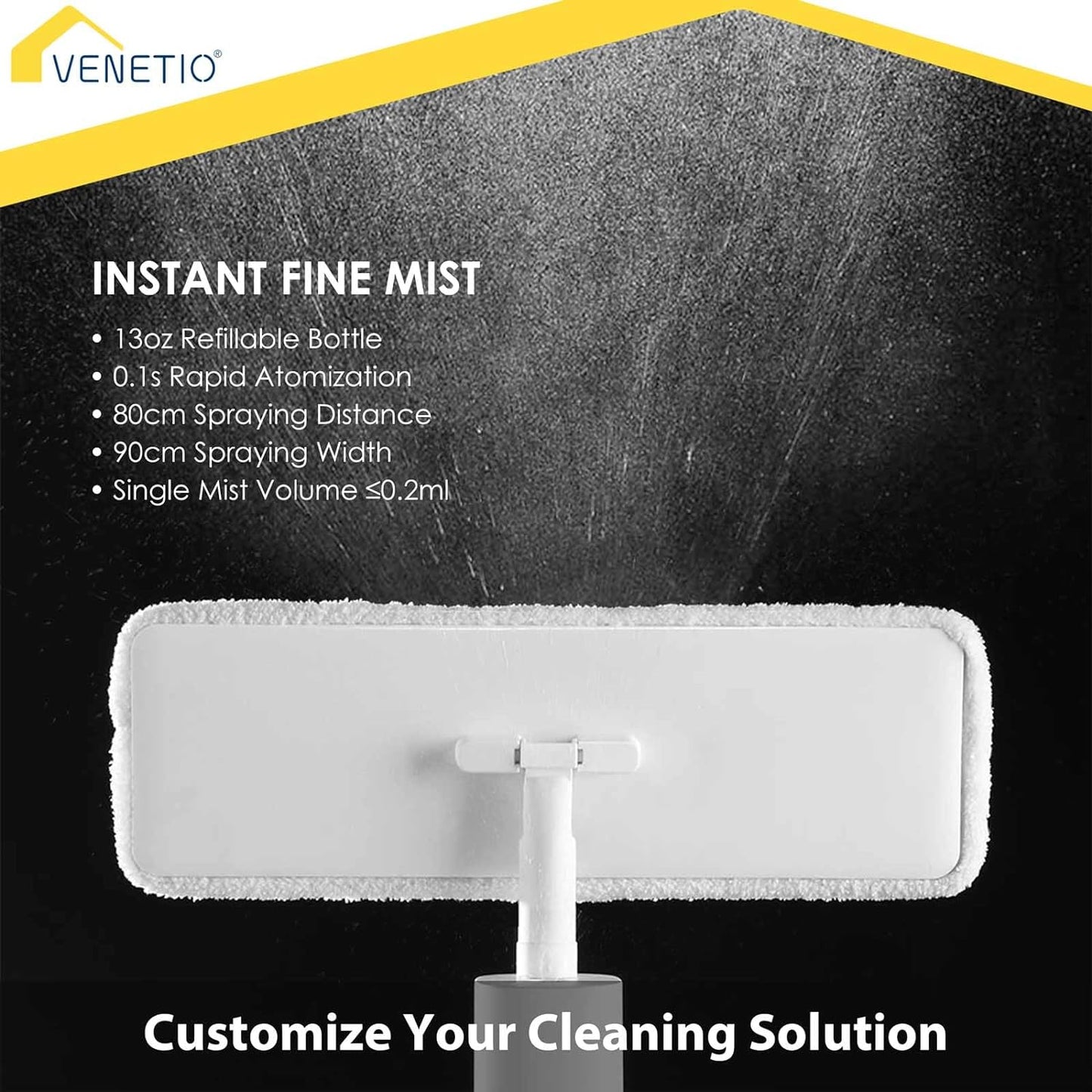 VENETIO ProWipe Microfiber Spray Mop for Floor Cleaning with Reusable Washable Pads Set & Refillable Water Tank