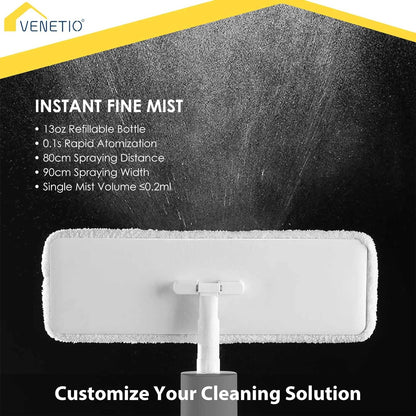 VENETIO ProWipe Microfiber Spray Mop for Floor Cleaning with Reusable Washable Pads Set & Refillable Water Tank