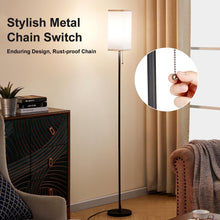 Load image into Gallery viewer, VENETIO Floor Lamps for Living Room Bedroom - 3 Color Temperature Black Standing Lamp with Pull Chain Switch, Modern Tall Lamp for Office Home Nursery and Hotel, Pole Lamp with Beige Lampshade for Reading ➡ B-00004