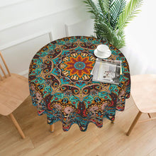 Load image into Gallery viewer, VENETIO 1pc Mandala Round Tablecloth, Waterproof Colorful Circular Patio Dining Table Cover, Boho Cloths Covers For Backyard BBQ Picnic Mat, Home Kitchen Decoration, 60 Inch ➡ K-00001