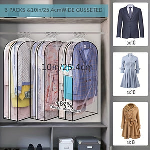 VENETIO 3pcs Transparent Clothes Dust Cover - Hanging Garment Bag for Dresses, Coats, and Suits - Thickened Wardrobe Dustproof Storage Bag ➡ SO-00047