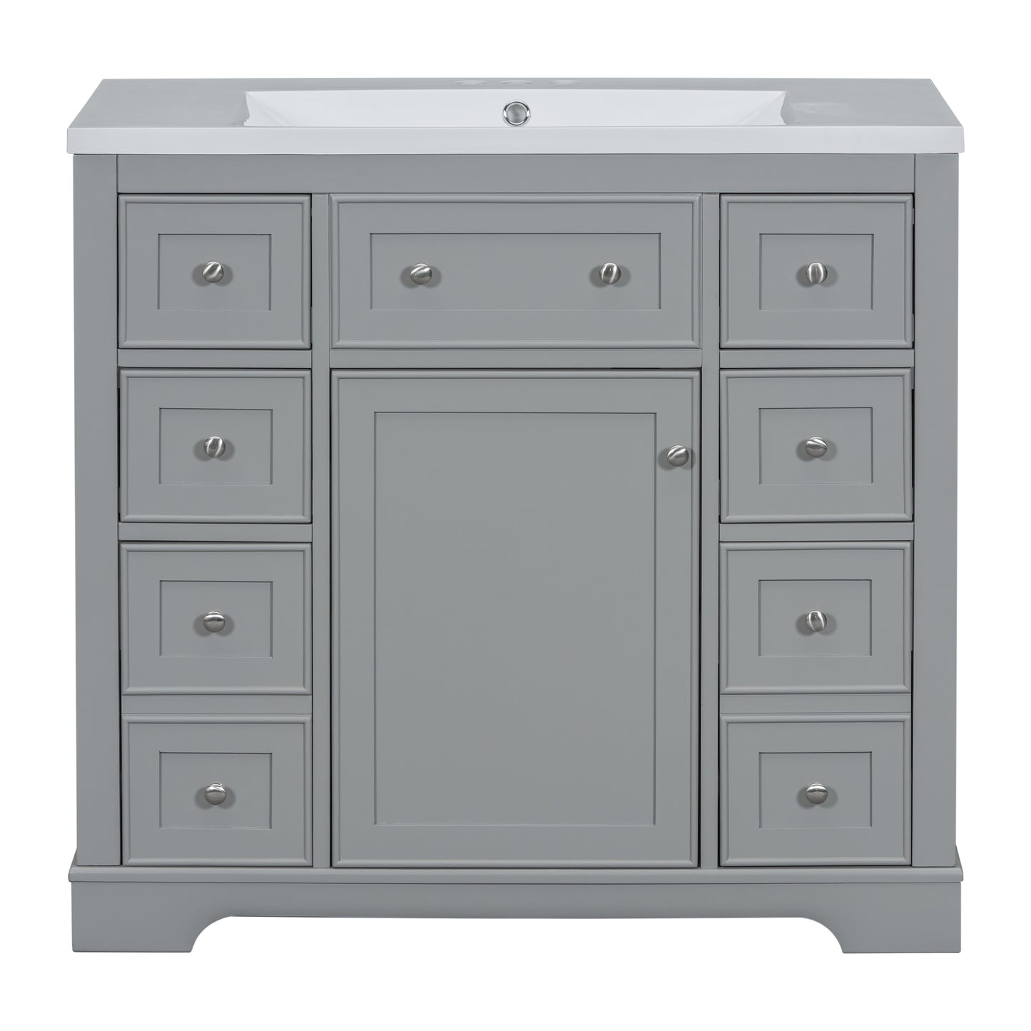 36" Grey Bathroom Vanity with Sink Combo Freestanding