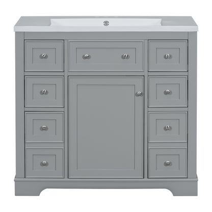 36" Grey Bathroom Vanity with Sink Combo Freestanding