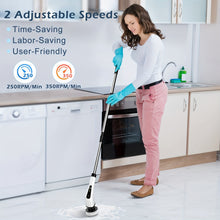 Load image into Gallery viewer, VENETIO Cordless Electric Rotary Brush - 7 Replaceable Brush Heads, 54 Inch Adjustable Handle - Ideal for Bathrooms, Kitchens, Cars, Grooves, and Ceramic Tiles Cleaning ➡ CS-00027