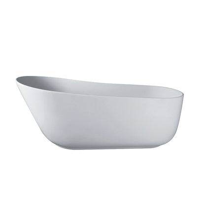 67" Matte White Solid Surface Stone Resin Oval Freestanding Bathtub