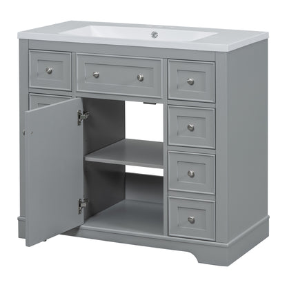 36" Grey Bathroom Vanity with Sink Combo Freestanding