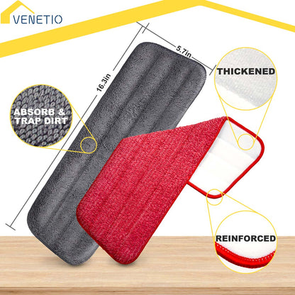 VENETIO ProSweep / Premium Microfiber Spray Mop Refills - 16.3 Inch Replacement Cleaning Mop Pads, Pack of 4