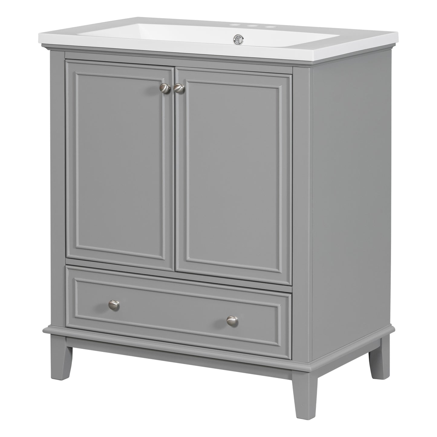 30" Grey Bathroom Vanity with Sink Freestanding Multifunctional Cabinet