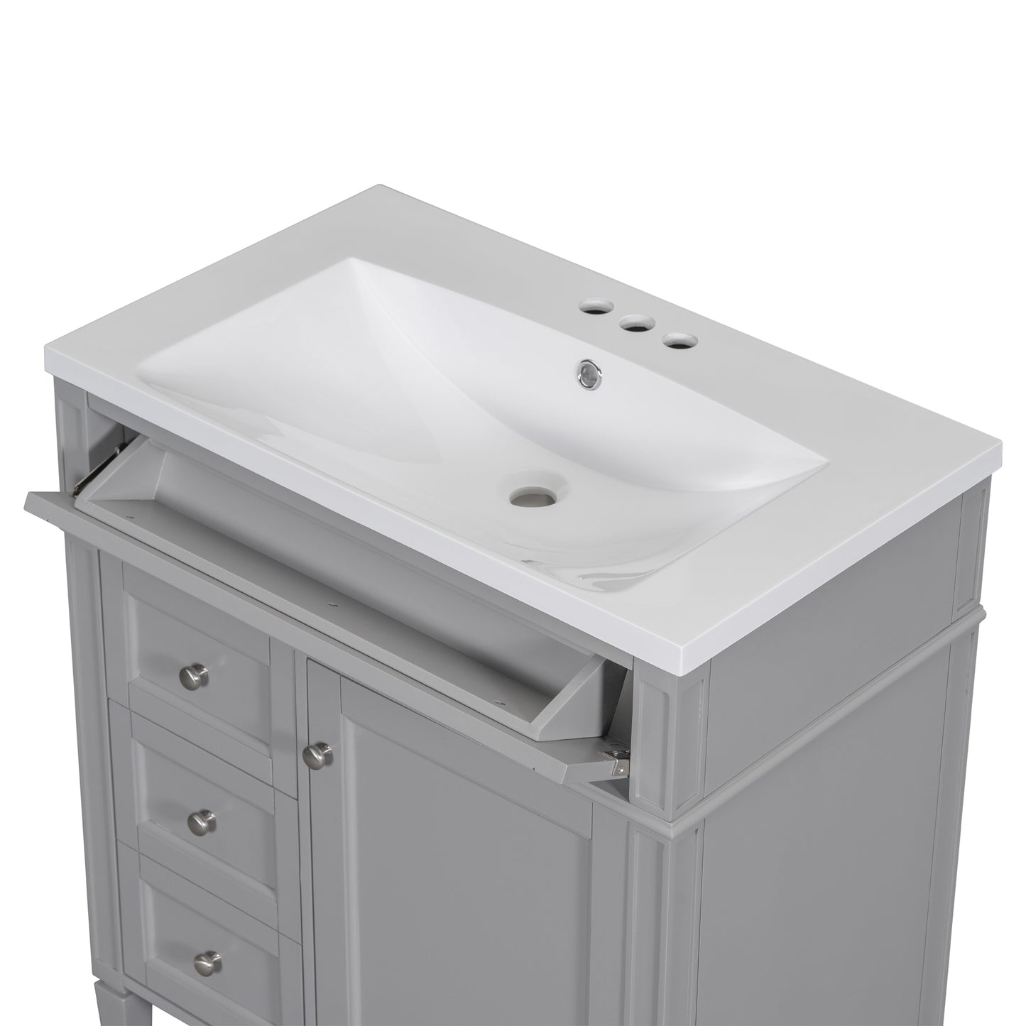 30" Modern Bathroom Vanity with Top Sink Freestanding 2 Drawers and Tip-out Drawer