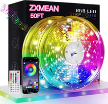 Charger l&#39;image dans la galerie, VENETIO Led Lights for Bedroom 50ft LED Strip Lights Music Sync Color Changing with Remote and App Control RGB LED Strip, LED Lights for Room Decor Home Party Decoration (2 Rolls of 25ft) ➡ B-00007