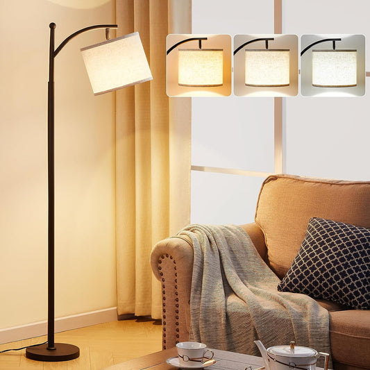 Floor Lamp with Adjustable Linen Shade