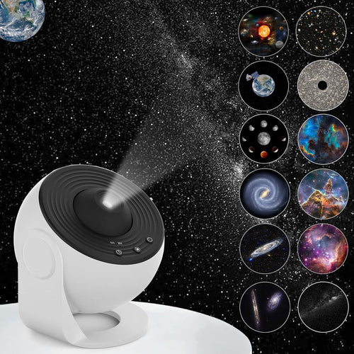 VENETIO 12-in-1 Galaxy Projector - Realistic Starry Sky Night Light for Bedroom, Home Theater, Living Room - Solar System, Constellation, Moon Projection in White ➡ B-00017