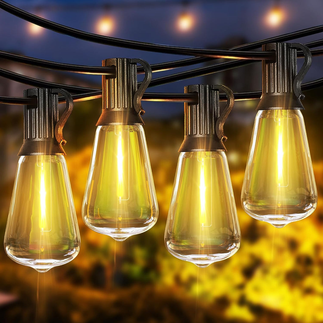 VENETIO LED Outdoor String Lights - 60FT Patio Lights with 32 Shatterproof ST38 Vintage Edison Bulbs. Dimmable, Waterproof, and Perfect for Porch, Backyard, Deck, Balcony, and Party Decor ➡ OD-00013