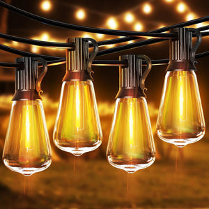 VENETIO LED Outdoor String Lights - 60FT Patio Lights with 32 Shatterproof ST38 Vintage Edison Bulbs. Dimmable, Waterproof, and Perfect for Porch, Backyard, Deck, Balcony, and Party Decor ➡ OD-00013