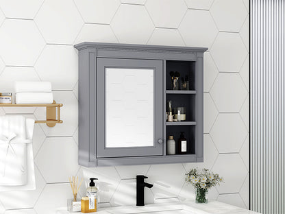 30" x 28" Medicine Cabinet Wall Mounted with Mirror and 3 Open Shelves