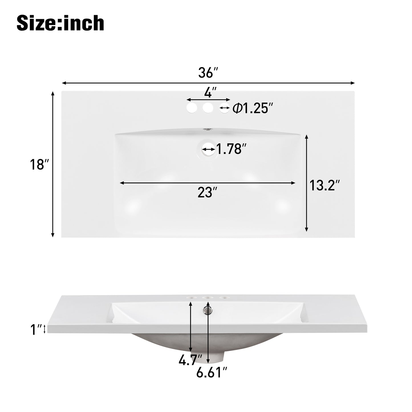 36" Bathroom Vanity with Resin Sink Combo Freestanding