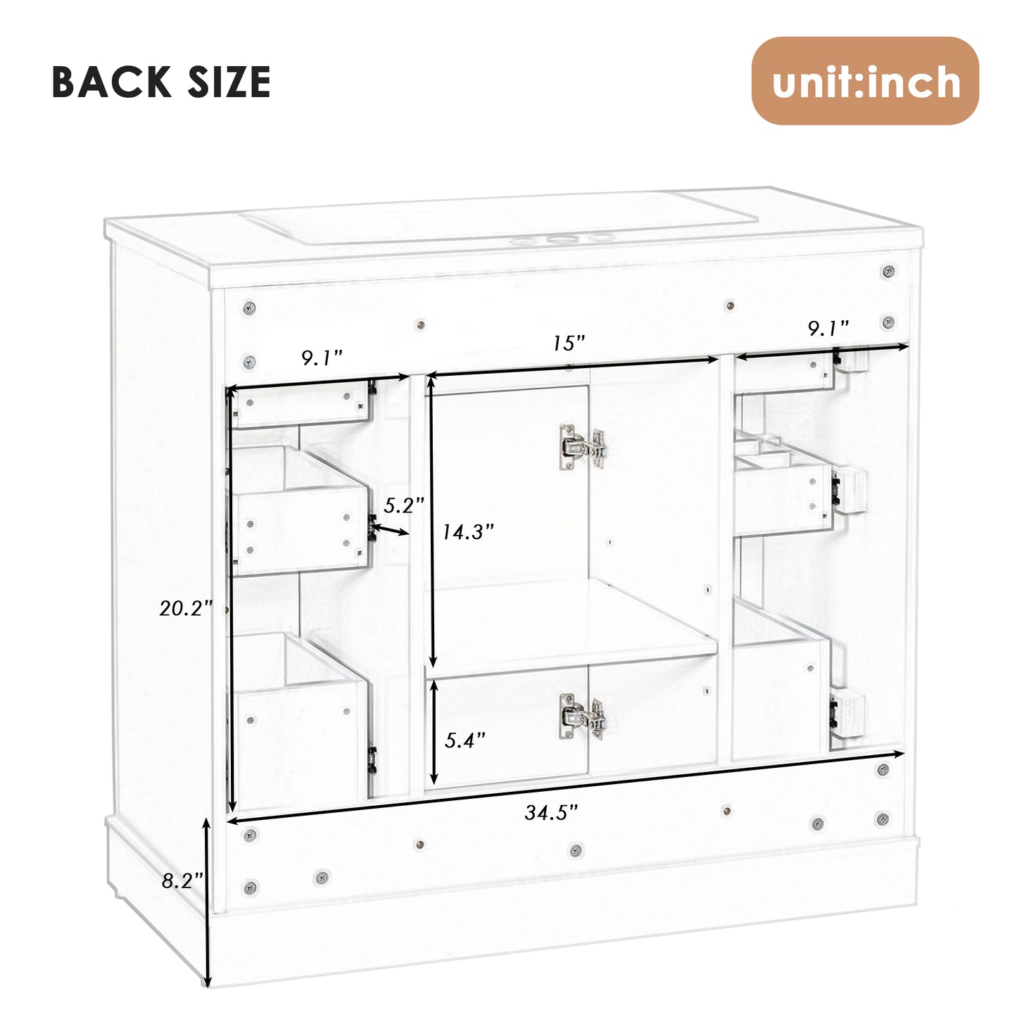 36" Grey Bathroom Vanity with Sink Combo Freestanding