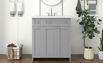 30" Grey Bathroom Vanity with Single Sink Freestanding Combo Cabinet