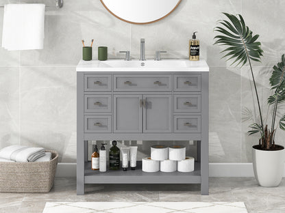 36" Modern Bathroom Vanity with Top Sink Freestanding