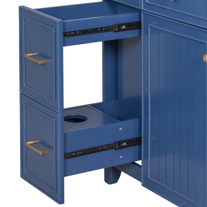 36" Navy Blue Bathroom Vanity with Sink Top Combo Freestanding