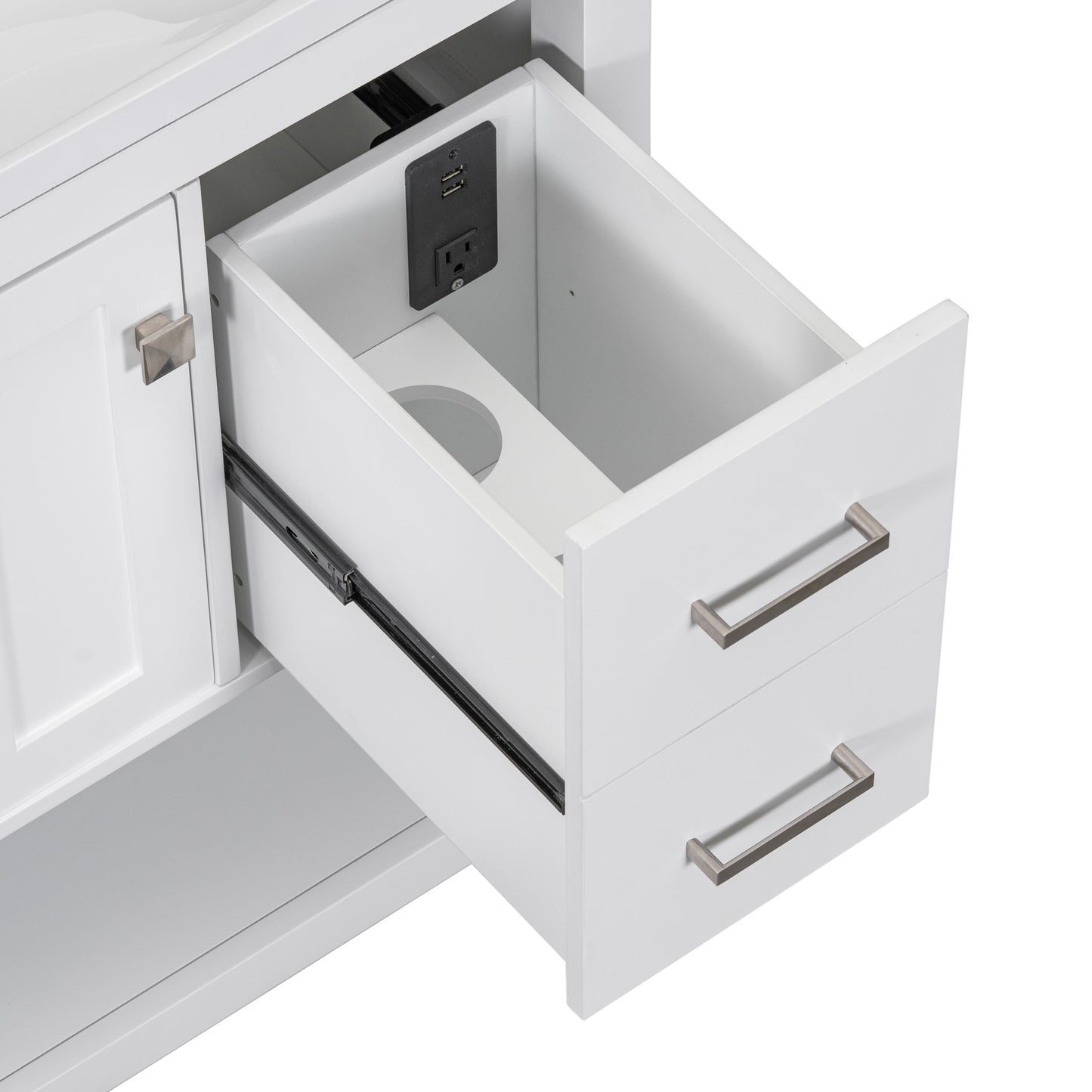 36" White Modern Bathroom Vanity with USB Freestanding