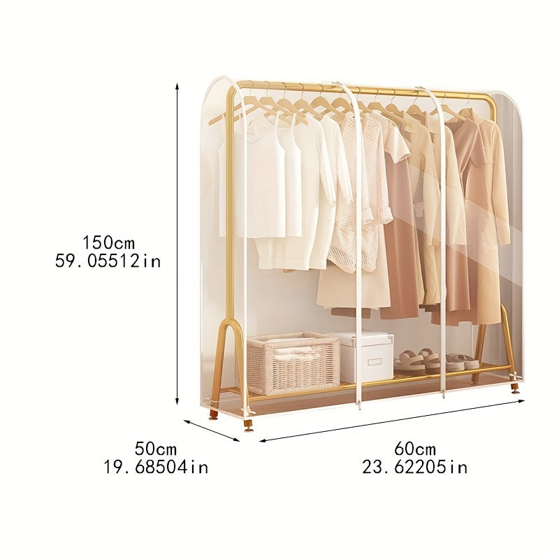 VENETIO 1pc Fully Transparent Clothes Dust Cover for Floor Mount Garment Rack - Protects Coats and Garments from Dust and Dirt ➡ SO-00046