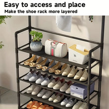 Charger l&#39;image dans la galerie, VENETIO 1pc Metal Shoe &amp; Hat Rack, Multifunctional Door Storage Rack, Free Standing Clothes Rack, With Hooks, For Halls, Bathrooms, Living Rooms, And Corridor Wardrobe Easy To Assemble ➡ SO-00020