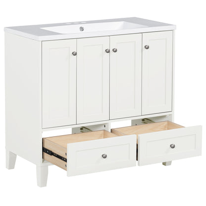 36" Bathroom Vanity with Resin Sink Combo Freestanding