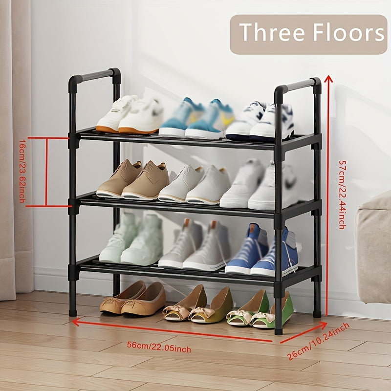 VENETIO Maximize Your Shoe Storage with this Stylish & Stackable Black Metal Shoe Rack - Perfect for Any Room! ➡ SO-00004