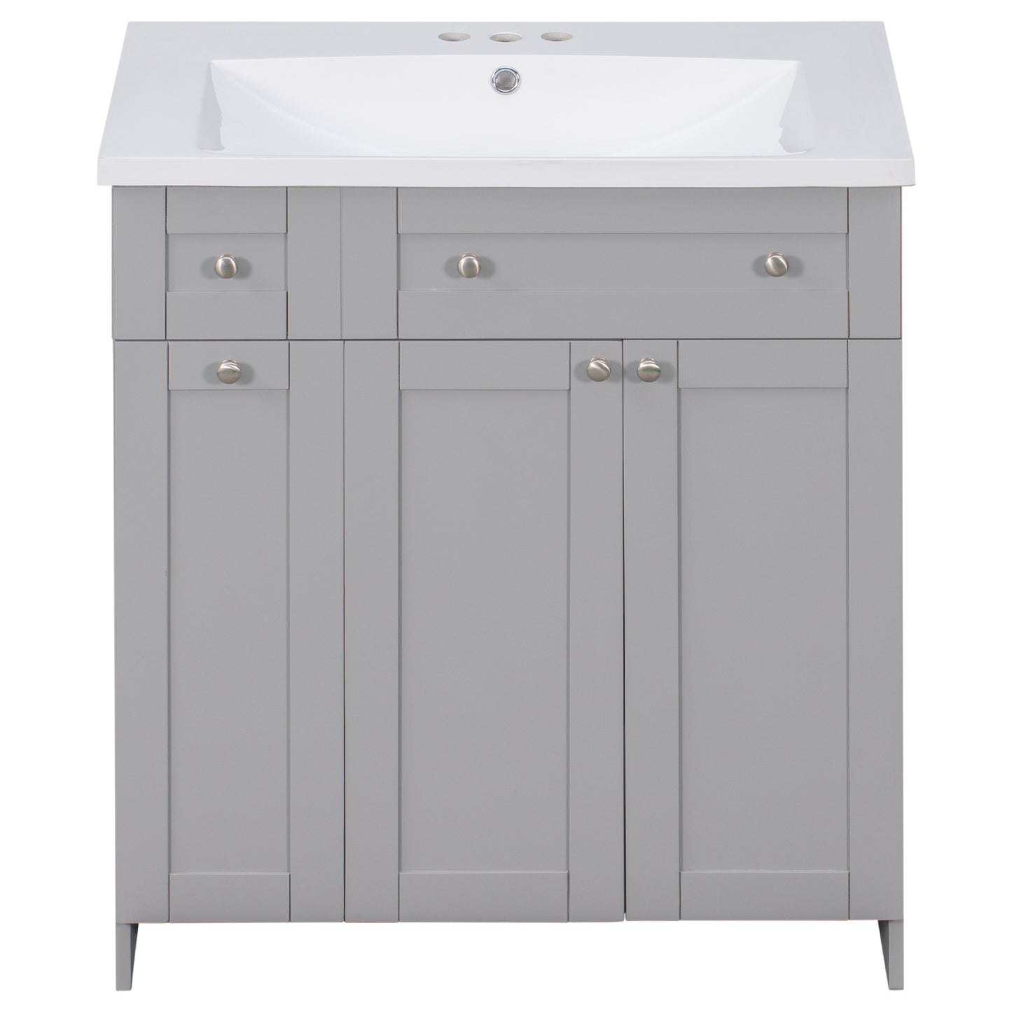 30" Grey Bathroom Vanity with Single Sink Freestanding Combo Cabinet