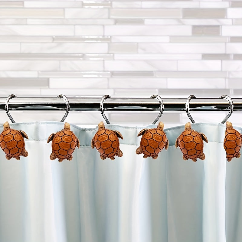 VENETIO 12pcs Adorable Turtle Shower Curtain Hooks - Rust-Proof Decorative Rings for Bathroom Shower Rods & Accessories ➡ SO-00032