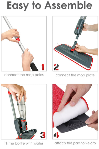 VENETIO ProSweep Microfiber Spray Mop for Floor Cleaning with Washable Pads and Refillable Sprayer 400ml
