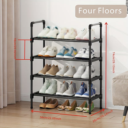 VENETIO Maximize Your Shoe Storage with this Stylish & Stackable Black Metal Shoe Rack - Perfect for Any Room! ➡ SO-00004