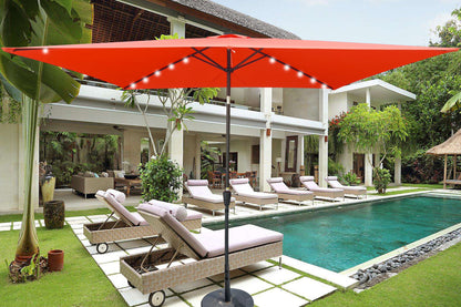 Rectangular Solar LED Lighted Patio Umbrella 10 x 6.5ft