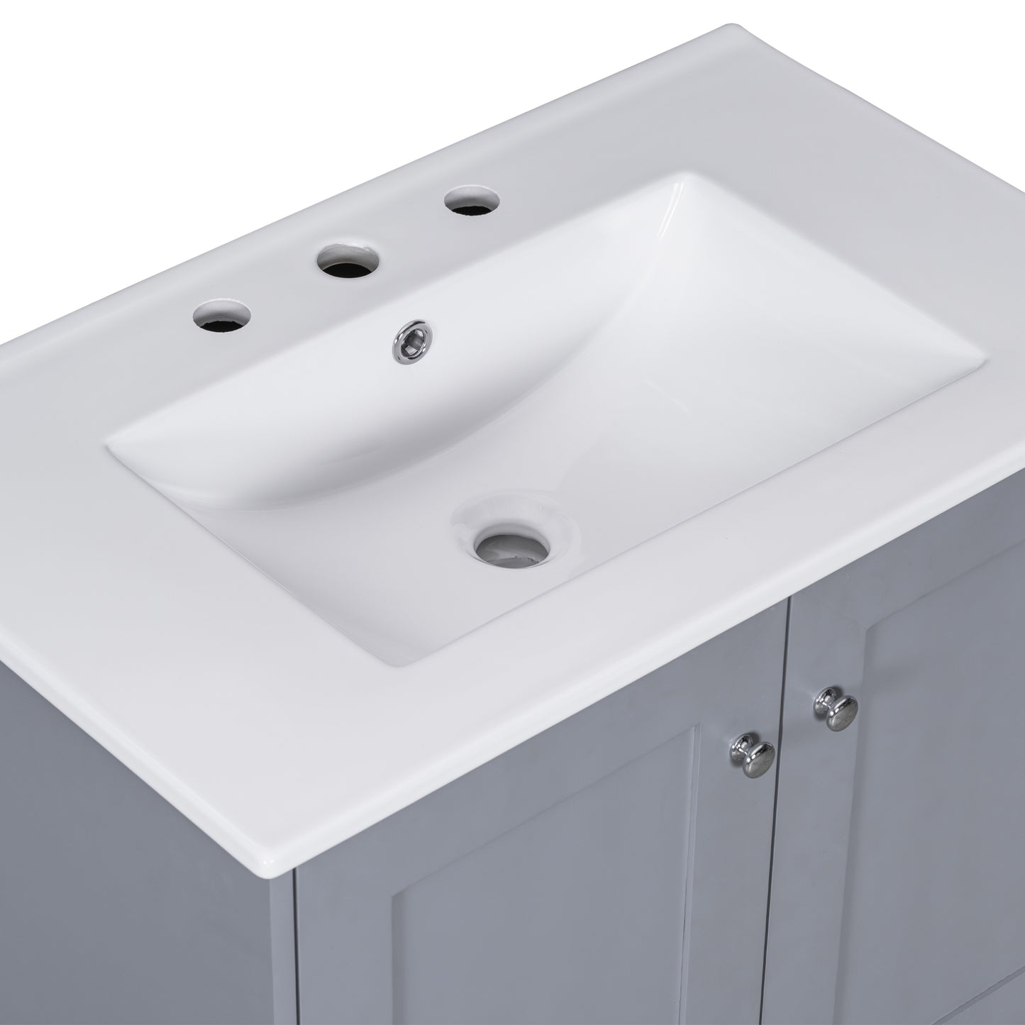 30" Premium Bathroom Vanity with Ceramic Sink Freestanding Ample Storage