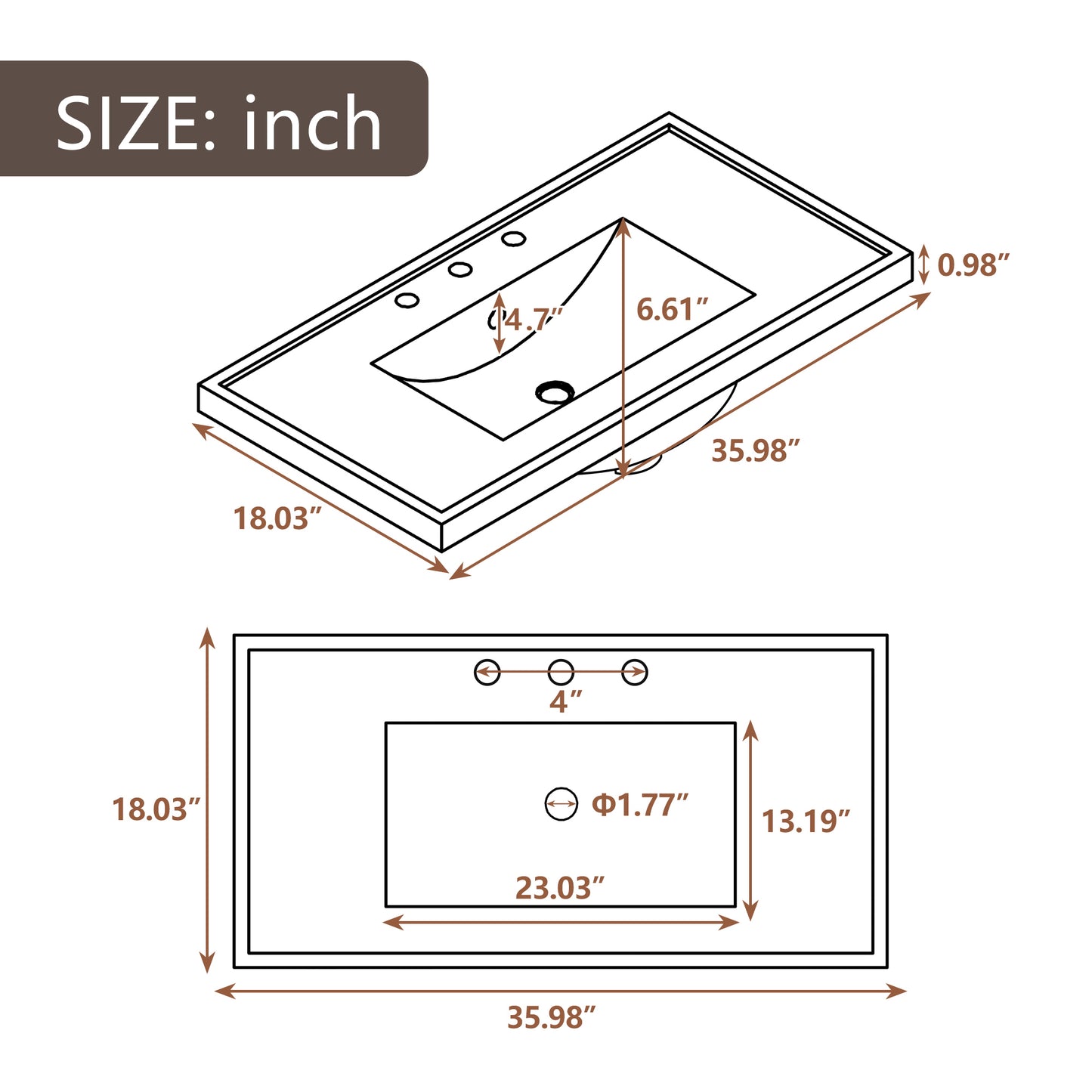 36" Grey Bathroom Vanity with Ceramic Basin Freestanding