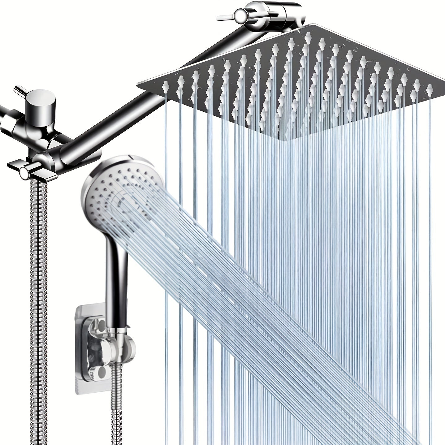 1set Shower Head With Handheld, High Pressure Rain Shower Head With 11 Inch Extension Arm, 5-mode Adjustable Leak Proof Shower Head With Bracket/hose, Height/Angle Adjustable ➡ BF-00003