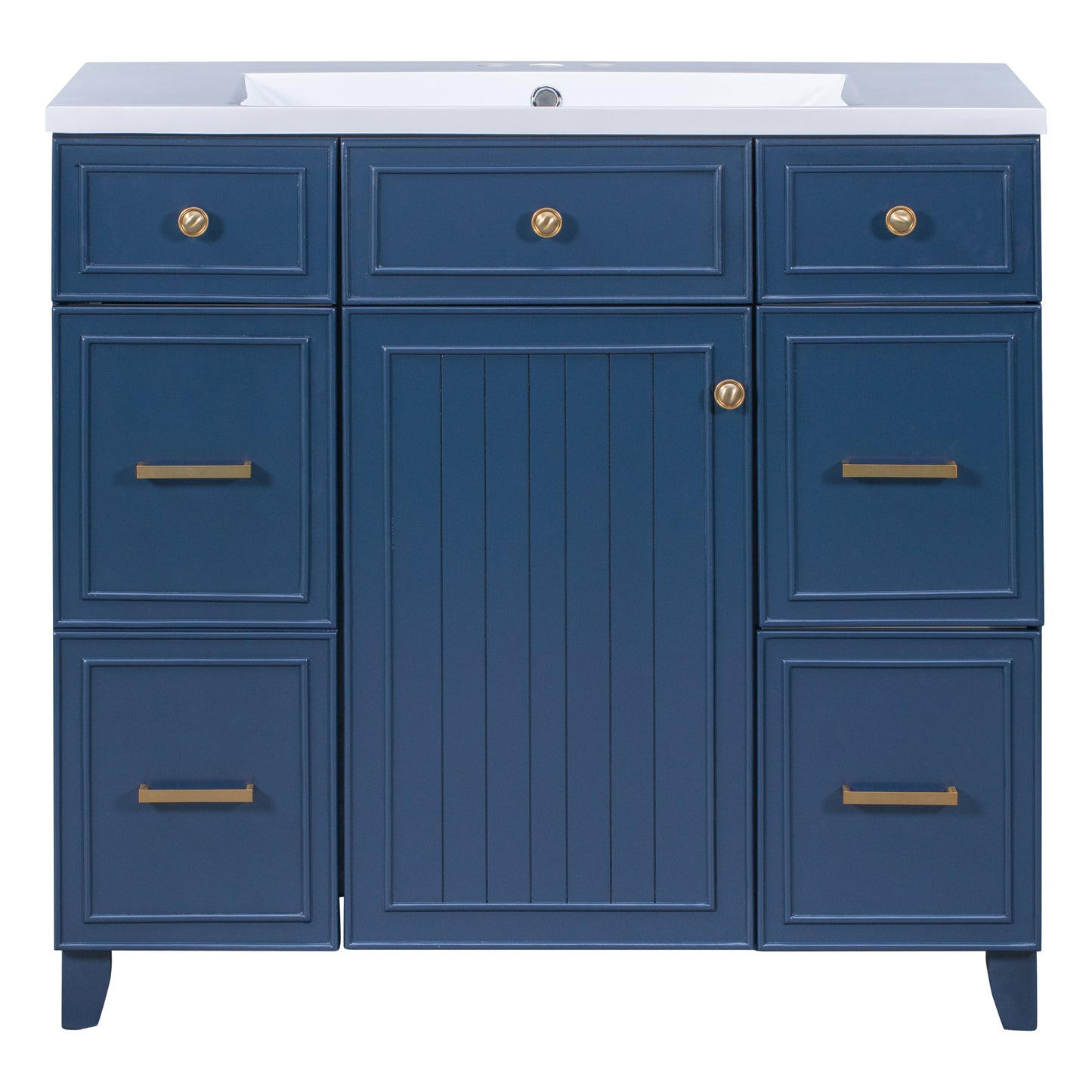 36" Navy Blue Bathroom Vanity with Sink Top Combo Freestanding