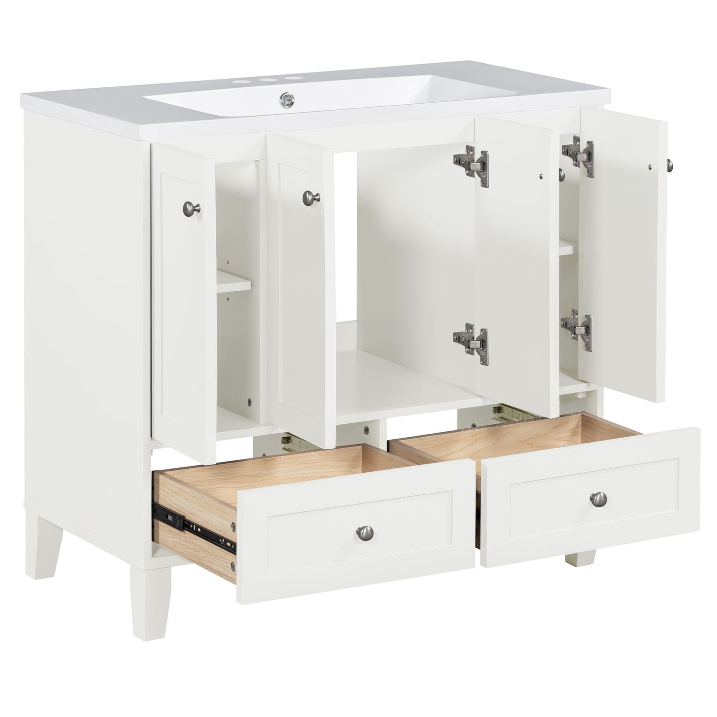 36" Bathroom Vanity with Resin Sink Combo Freestanding