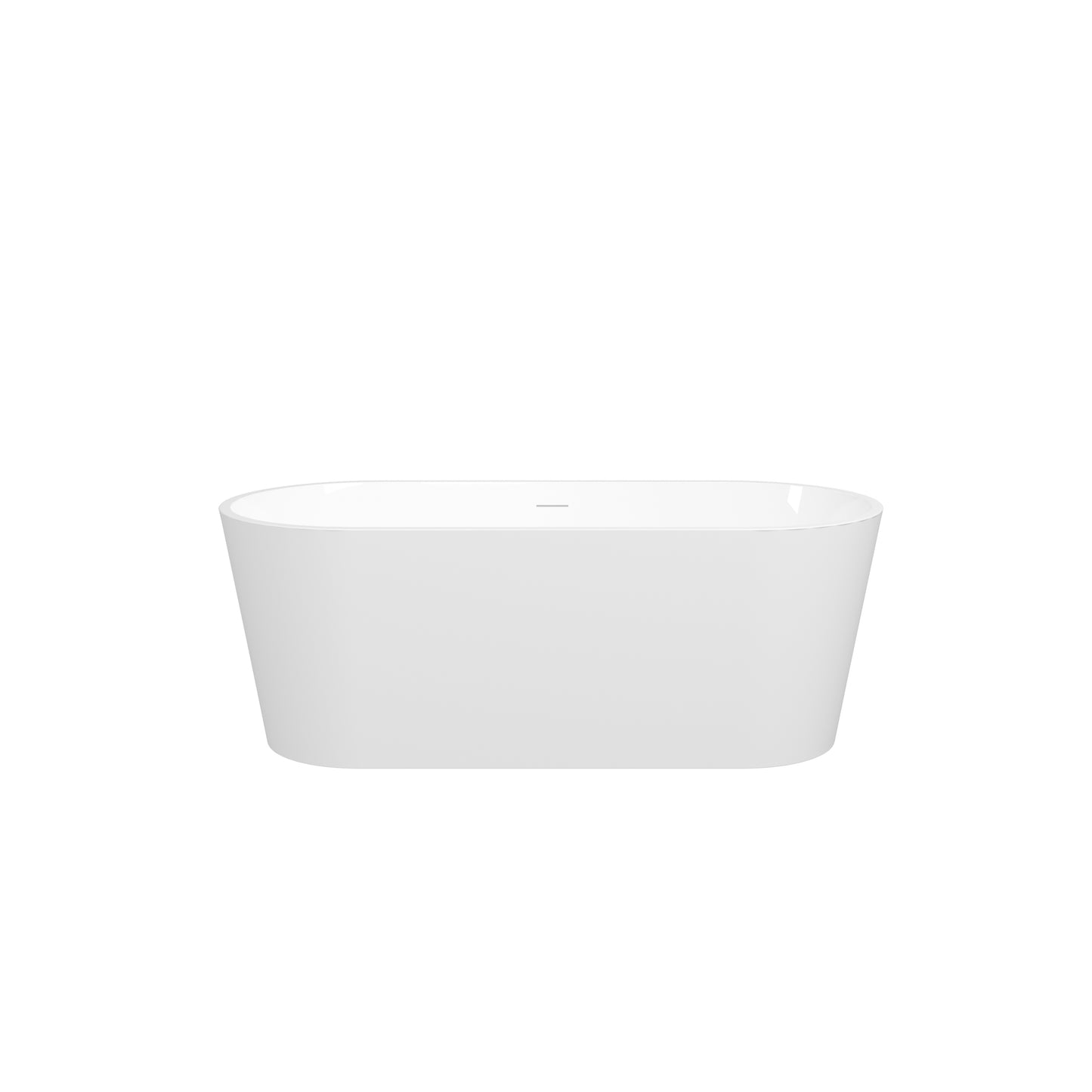 67" Glossy White Minimalist Acrylic Freestanding Bathtub with Brushed Nickel Drain