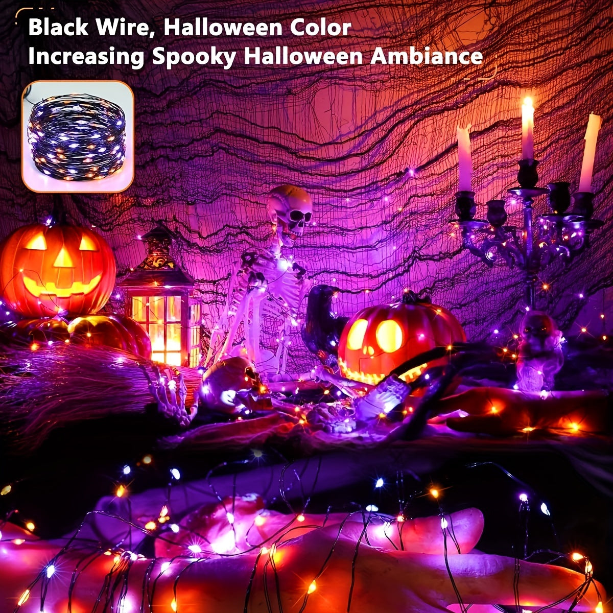 Halloween Lights Purple Solar Lights 2 Packs