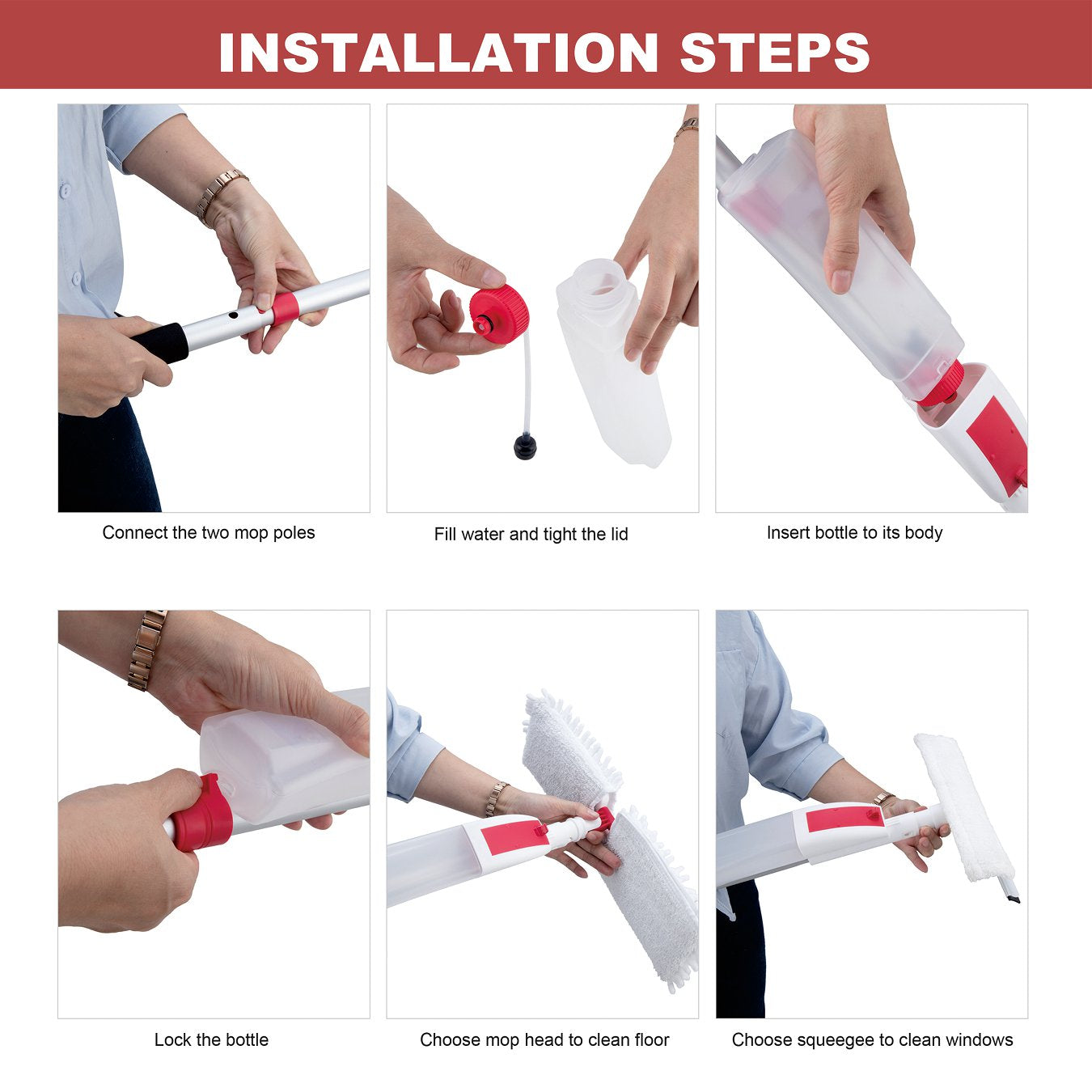 VENETIO Flip Microfiber Spray Mop for Floor Cleaning with Washable Pads and Refillable Sprayer