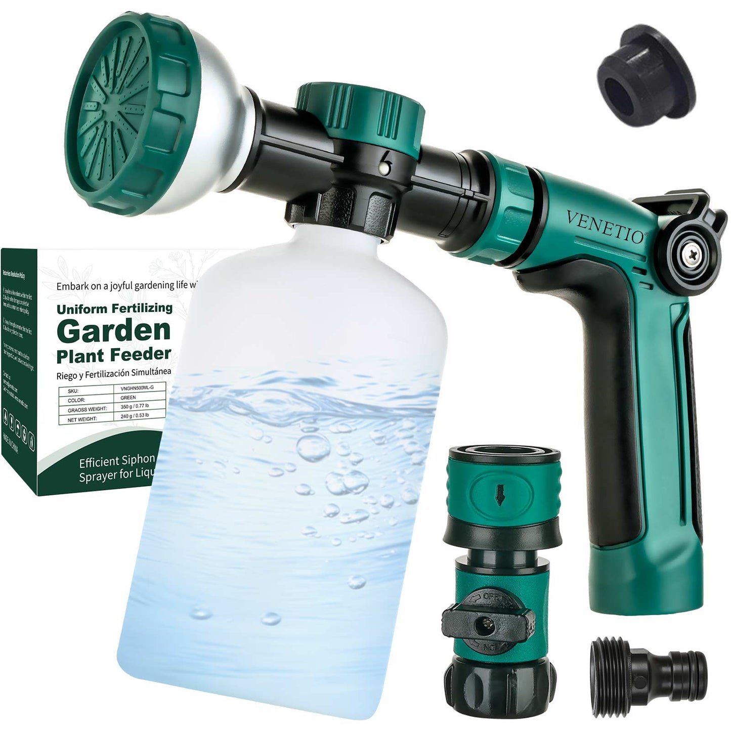 VENETIO 8-Dial Hose End Sprayer for Liquid Fertilizer/Soap | Lawn & Garden Feeder